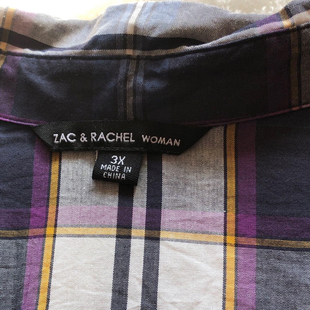 Zac & Rachel Navy and White Plaid Button Down Shirt - Picture 2 of 5